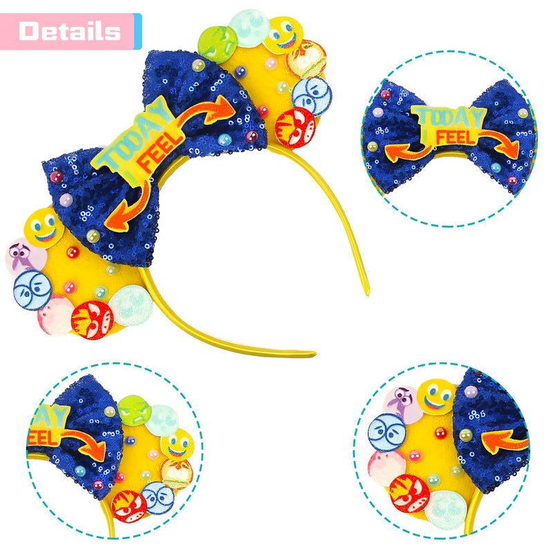 MADO Today I Feel mouse ears headband for women adults kids boys girls,emotion yellow Park mini ears headbands for women kids boys girls (yellow emotion) - Image 3